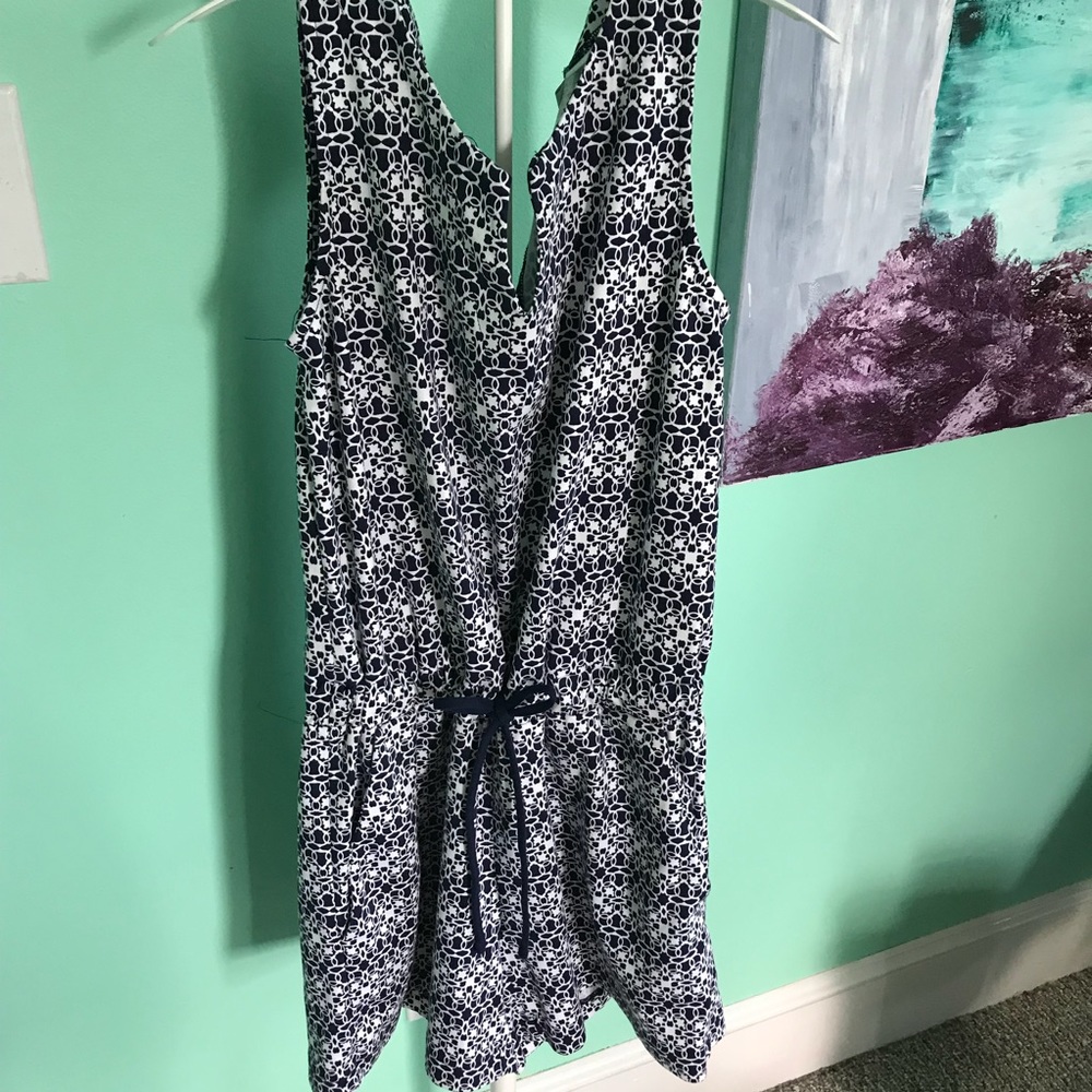 New York and Company blue pattern Romper